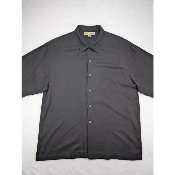 Tommy Bahama Silk Mens Button Up Short Sleeve Shirt XL Black Luxury Resort - Picture 3 of 6